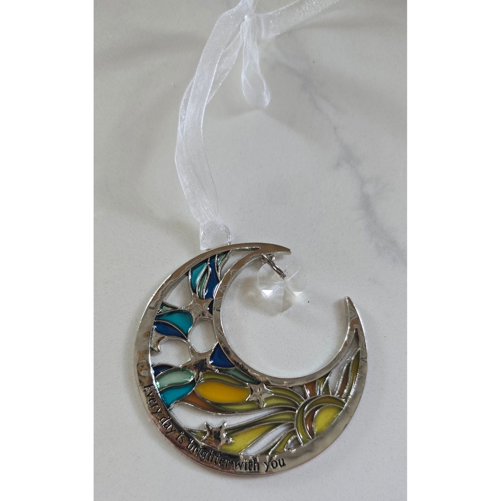 New Ganz Moon Suncatcher Ornament Silver Tone Every Day Is Brighter With You